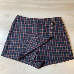 Aeropostale Orange and Blue Plaid Mini Skort - Size Large